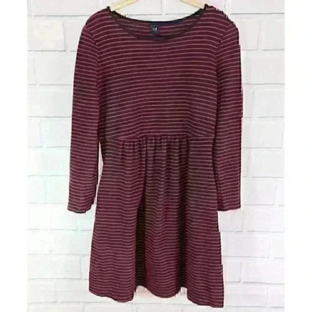 GAP Maternity Navy/Red Striped Knit Dress